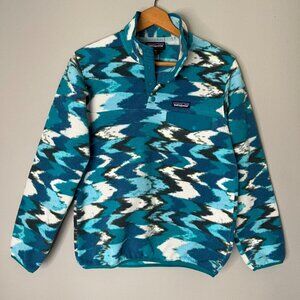 Patagonia Synchilla‎ T Snap Sweater Size XXS Blue Fleece Pullover Trout Tales